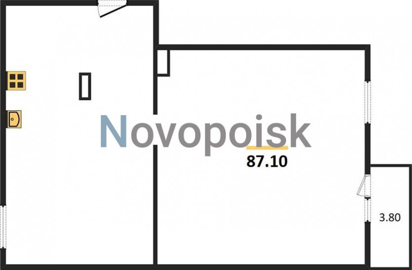 Двухкомнатная квартира 87.1 м²