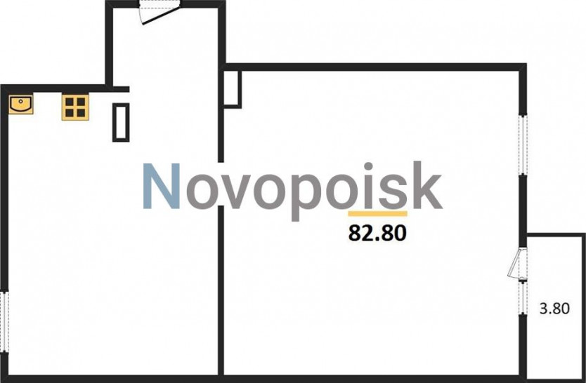 Двухкомнатная квартира 82.8 м²