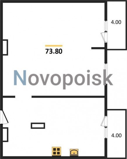 Двухкомнатная квартира 73.8 м²