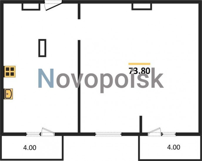 Двухкомнатная квартира 73.8 м²