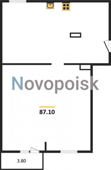 Двухкомнатная квартира 87.1 м²